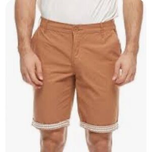 NWT! Another Influence ASOS Brown Cotton Bermuda Shorts w Aztek Trim - size 32